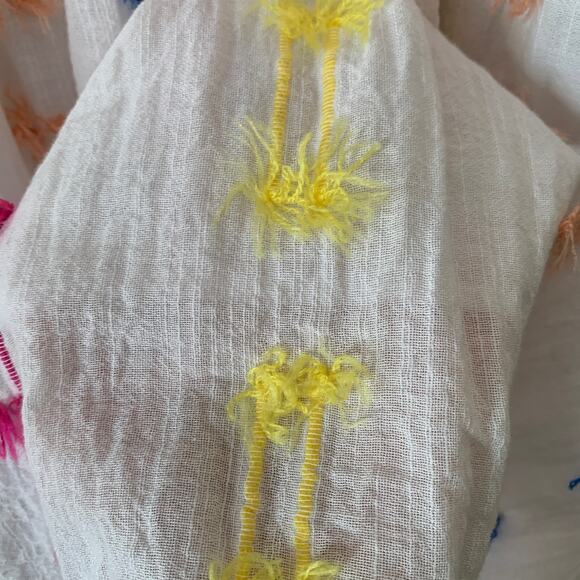 LOFT Lou & Grey Dress S White Rainbow Tassel Embroidered Mini Lined V-Neck Beach - Picture 8 of 12